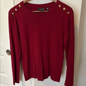 Rafaella Women's Deep Red Long Sleeve Top size M NWOT